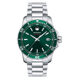 Movado Series 800 Green Dial Silver Steel Strap Watch For Men - 2600136