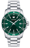 Movado Series 800 Green Dial Silver Steel Strap Watch For Men - 2600136