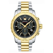 Movado Series 800 Chronograph Black Dial Two Tone Steel Strap Watch For Men - 2600138