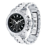 Movado Series 800 Chronograph Black Dial Silver Steel Strap Watch For Men - 2600110