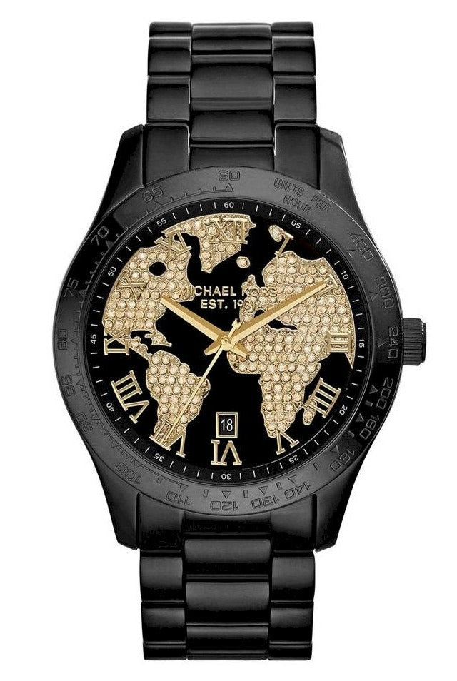 Michael Kors Layton Pave Black Dial Black Steel Strap Watch for Women - MK6091