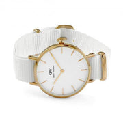 Daniel Wellington Classic Petite Dover White Dial White Nylon Strap Watch For Women - DW00100311