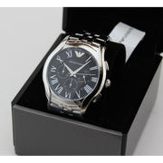 Emporio Armani Classic Chronograph Black Dial Silver Steel Strap Watch For Men - AR1786