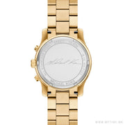 Michael Kors Runway Chronograph Gold Dial Gold Steel Strap Watch For Women - MK7323