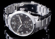 Tissot T Classic Chrono XL Black Dial Silver Steel Strap Watch For Men - T116.617.11.057.01