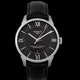 Jam Tangan Pria Tissot Chemin Des Tourelles Powermatic 80 Black Dial Black Leather Strap - T099.407.16.058.00
