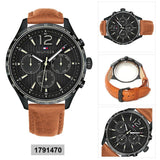 Tommy Hilfiger Gavin Chronograph Quartz Black Dial Brown Leather Strap Watch for Men - 1791470