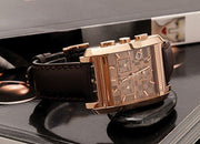 Burberry Heritage Chronograph Square Grey Dial Brown Leather Strap Watch for Men - BU1566