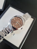 Gucci Vintage Diamonds Brown Dial Silver Steel Strap Watch For Men - YA142409