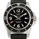 Breitling Superocean II 44mm Black Dial Black Rubber Strap Watch for Men - A17367D71B1S2