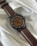 Fossil Townsman Automatic Skeleton Brown Dial Brown Leather Strap Watch for Men - ME3098