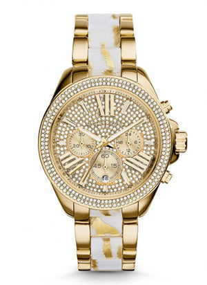 Michael Kors Wren Gold Diamonds Dial Two Tone Steel Strap Watch for Women - MK6157