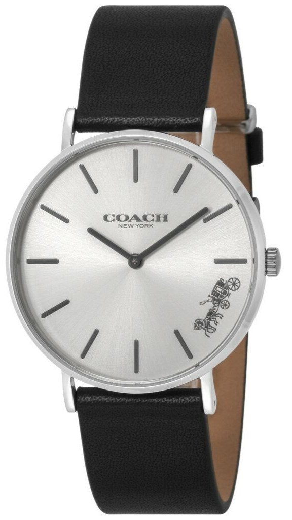 Coach Perry White Dial Black Leather Strap Watch for Women