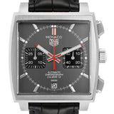 Tag Heuer Monaco Calibre 12 Final Edition Chronograph Grey Dial Black Leather Strap Watch for Men - CAW211J.FC6476