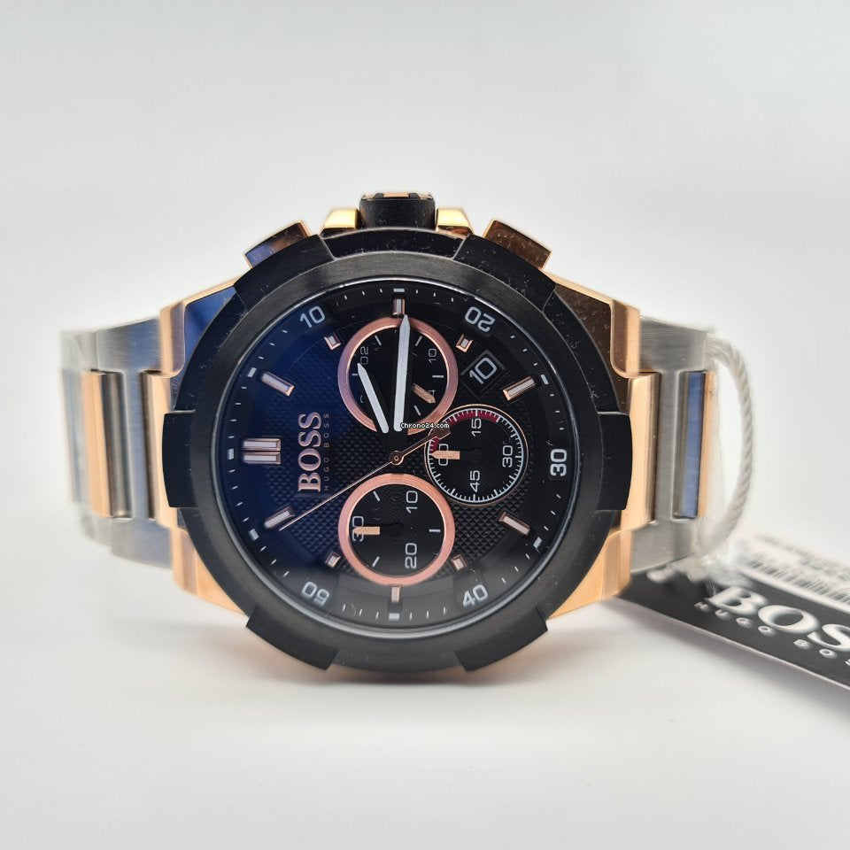 Hugo Boss Supernova Chronograph Black Dial Two Tone Steel Strap