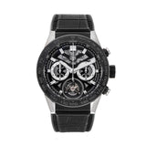 Tag Heuer Carrera Chronograph Tourbillion Black Dial Black Leather Strap Watch for Men - CAR5A8Y.FC6377