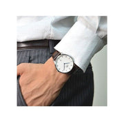 Daniel Wellington Dapper Bristol White Dial Brown Leather Strap Watch For Women - DW00100090