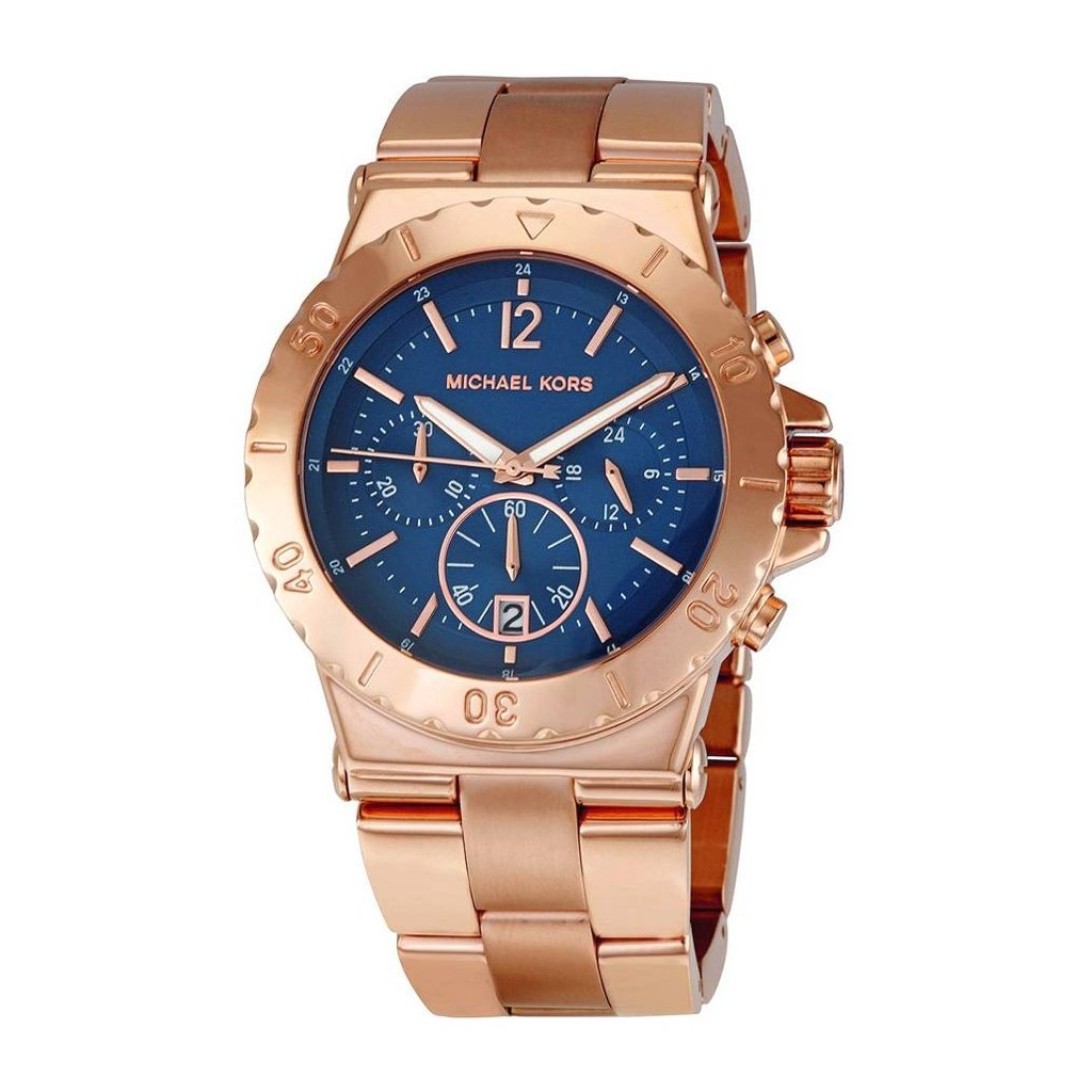 Michael Kors Bel Aire Blue Dial Rose Gold Steel Strap Watch for Women - MK5410