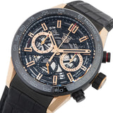 Tag Heuer Carrera Automatic Chronograph Steel & Gold Dial Black Leather Strap Watch for Men - CBG2050.FC6426