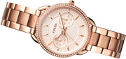 Fossil Tailor Rose Gold Dial Rose Gold Steel Strap Watch for Women - ES4264