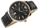 Emporio Armani Renato Quartz Black Dial Black Leather Strap Watch For Men - AR2425