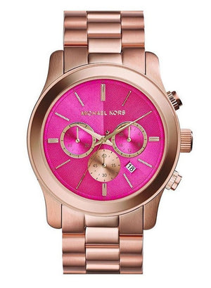 Michael Kors Runway Pink Dial Rose Gold Steel Strap Watch for Women - MK5931