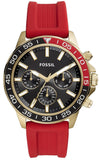 Fossil Bannon Multifunction Black Dial Red Silicone Strap Watch for Men - BQ2499