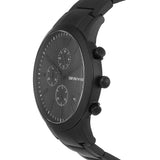 Emporio Armani Renato Chronograph Mother of Pearl Black Dial Black Steel Strap Watch For Men - AR11275