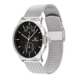 Tommy Hilfiger Hunter Quartz Black Dial Silver Steel Strap Watch for Men - 1791610