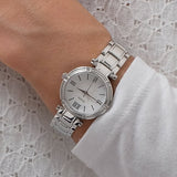 Guess Park Ave White Dial Silver Steel Strap Watch for Women - W0767L1