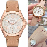 Fossil Cecile White Dial Sand Leather Strap Watch for Women - AM4532