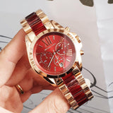Michael Kors Bradshaw Burgundy Dial Two Tone Steel Strap Watch for Women - MK6270
