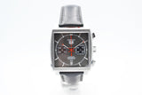 Tag Heuer Monaco Calibre 12 Final Edition Chronograph Grey Dial Black Leather Strap Watch for Men - CAW211J.FC6476