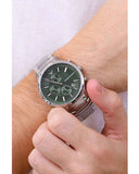 Emporio Armani Renato Chronograph Green Dial Silver Steel Strap Watch For Men - AR11507