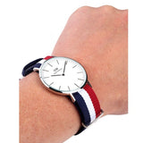 Daniel Wellington Classic Cambridge White Dial Two Tone Nylon Strap Watch For Men - DW00100017