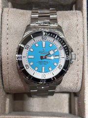 Breitling Superocean Automatic 44mm Turquoise Dial Silver Steel Strap Watch for Men - A17376211L2A1