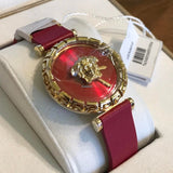 Versace Palazzo Empire Greca Red Dial Red Leather Strap Watch for Women - VEDV00319