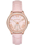 Michael Kors Sage Three-Hand Mother of Pearl Pink Dial Pink Leather Strap Watch for Women - MK4820