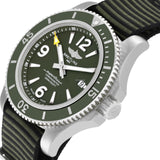 Breitling Superocean Automatic 44mm Outerknown Green Dial Green Nylon Strap Watch for Men - A17367A11L1W1