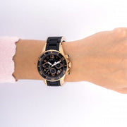 Marc Jacobs Rock Chronograph Black Dial Black Silicone Strap Watch for Women - MBM2553