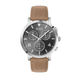 Hugo Boss Spirit Grey Dial Brown Leather Strap Watch for Men - 1513691
