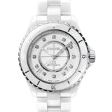 Chanel J12 Diamonds Mother of Pearl White Dial White Steel Strap Watch for Women - J12 H5704