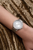 Guess Soiree Diamonds Silver Dial Silver Mesh Bracelet Watch for Women - GW0402L1