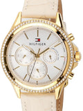 Tommy Hilfiger Ari Diamonds White Dial Cream Leather Strap Watch for Women - 1781982