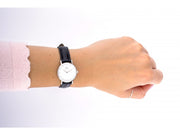 Daniel Wellington Classy Sheffield White Dial Black Leather Strap Watch For Women - DW00100068
