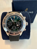 Breitling Superocean Heritage B01 Chronograph 44 Limited Edition Green Dial Black Mesh Bracelet Watch for Women - UB01622A1L1S1