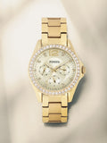 Fossil Riley Gold Dial Gold Steel Strap Watch for Women - ES3203