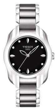 Tissot T Wave Black Dial Two Tone Steel Strap Watch For Women - T023.210.11.056.00