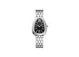 Bvlgari Serpenti Seduttori Diamonds Black Dial Silver Steel Strap Watch for Women - SERPENTI103449