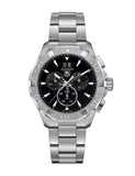 Tag Heuer Aquaracer Quartz Chronograph Black Dial Silver Steel Strap Watch for Men - CAY1110.BA0927